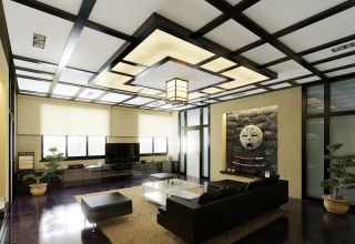 新中式复式楼现代客厅装修效果图