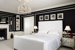 夫妻家居卧室黑色墙面装修效果图片