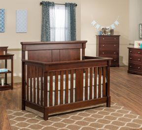 松木家具卧室效果图 婴儿床图片