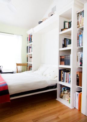松木家具卧室效果图 书柜设计效果图
