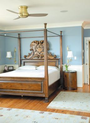 松木家具卧室效果图 中式床装修效果图