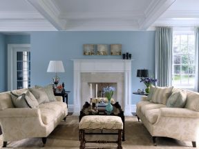客厅乳胶漆颜色 蓝色地中海风格