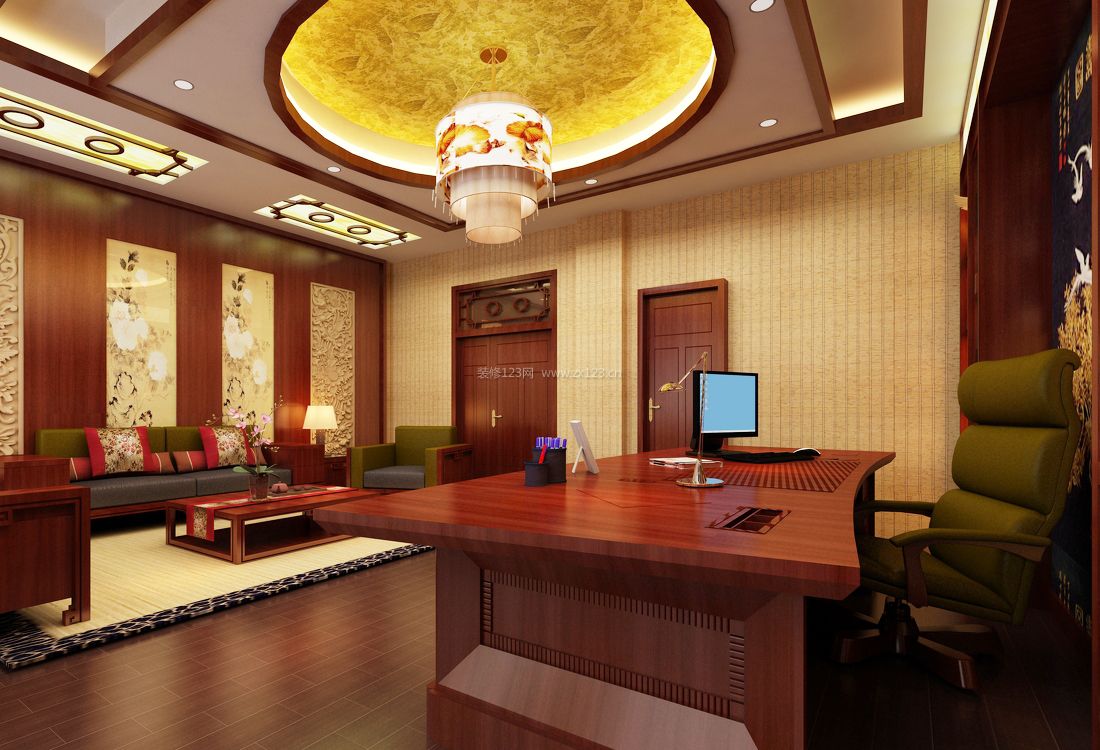 中式办公室设计效果图片2023