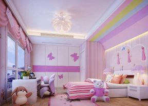 女孩儿童房粉色窗帘设计装修效果图片