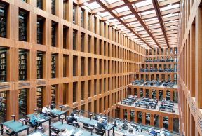 现代书馆建筑设计 原木装修