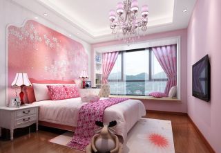 欧式公主卧室床头背景墙装修效果图片