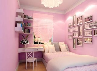 7平米卧室粉色墙面装修效果图片
