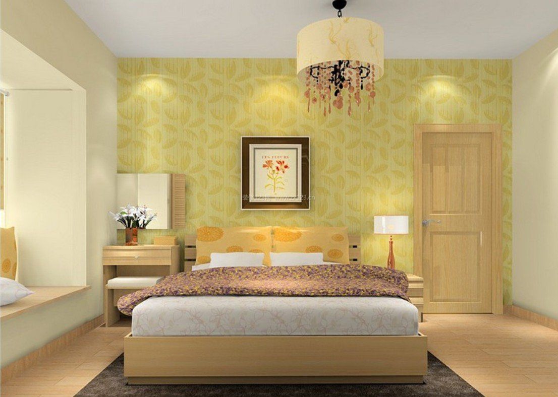房间卧室布置墙纸布置装修效果图