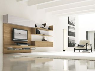 简约客厅创意电视柜背景墙造型效果图