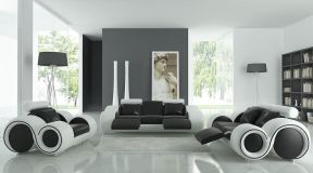 简约风格客厅设计 黑白现代简约客厅