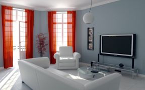 现代家装窗帘 红色窗帘装修效果图片