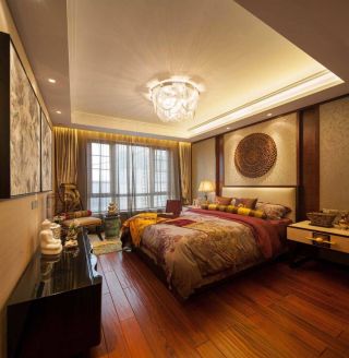 新东南亚风格卧室床头背景墙装修效果图图片