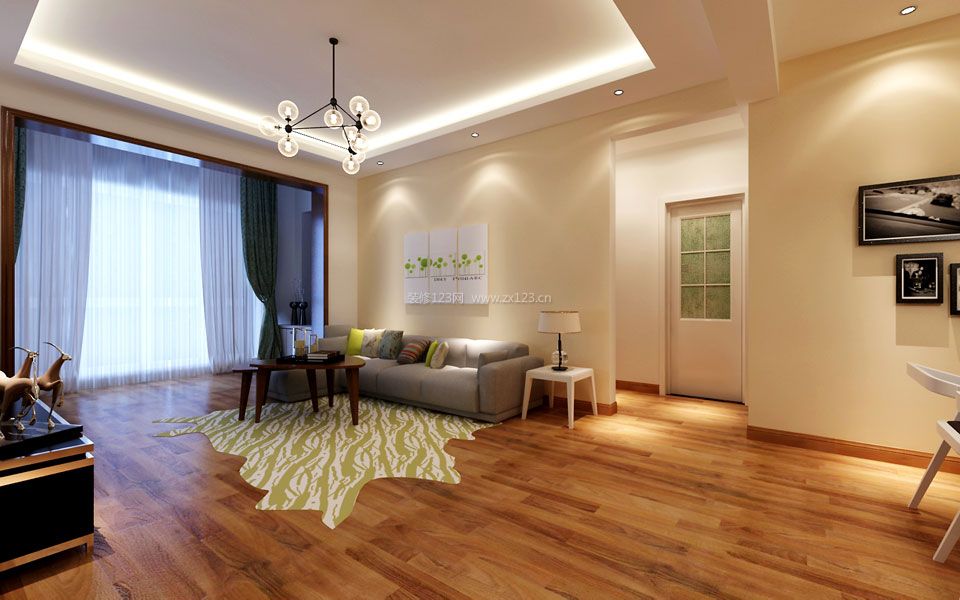 现代家居室内浅黄色木地板装修效果图片