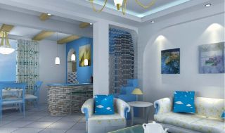 90平地中海风格客餐厅装修效果图