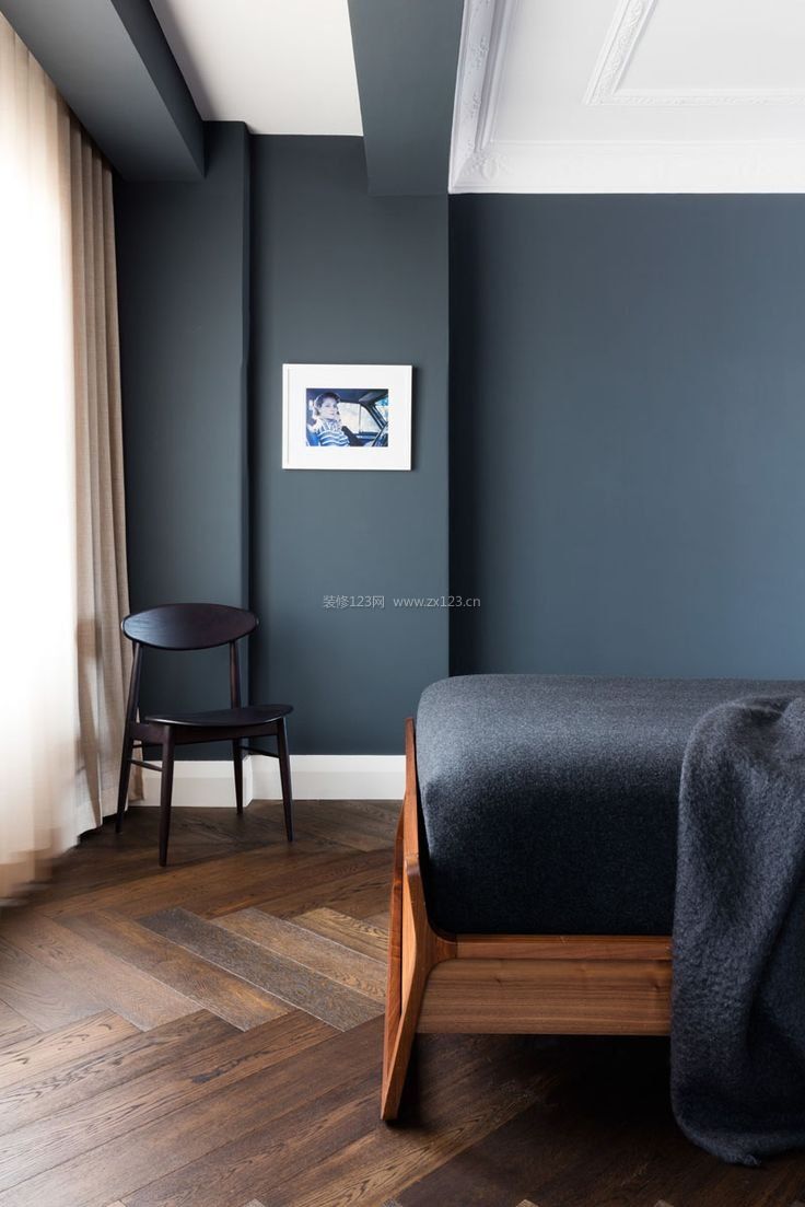 室内现代风格设计深蓝色墙面装修效果图片
