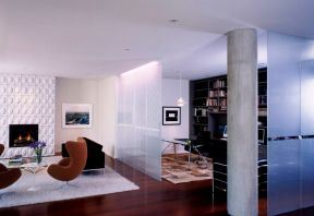 现代简约客厅艺术玻璃隔断效果图