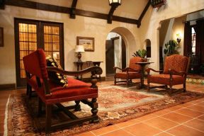 中式风格元素的客厅沙发摆放装修设计效果图片