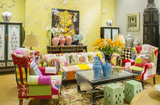 美式古典风格客厅布艺沙发设计装修效果图片