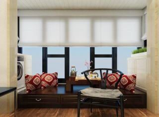 新中式家装风格阳台茶室效果图