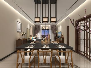 中式元素风格的餐厅灯设计效果图