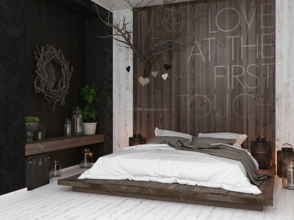 美式家居卧室 床头背景墙装修效果图片