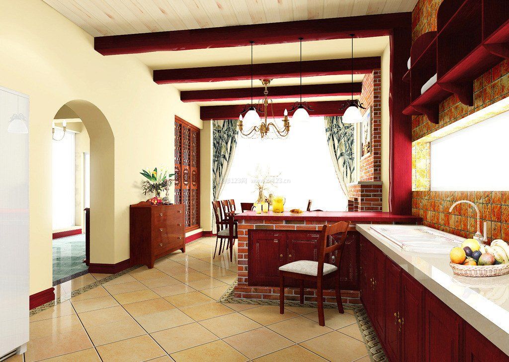 小型厨房餐厅吊顶设计装修效果图片欣赏