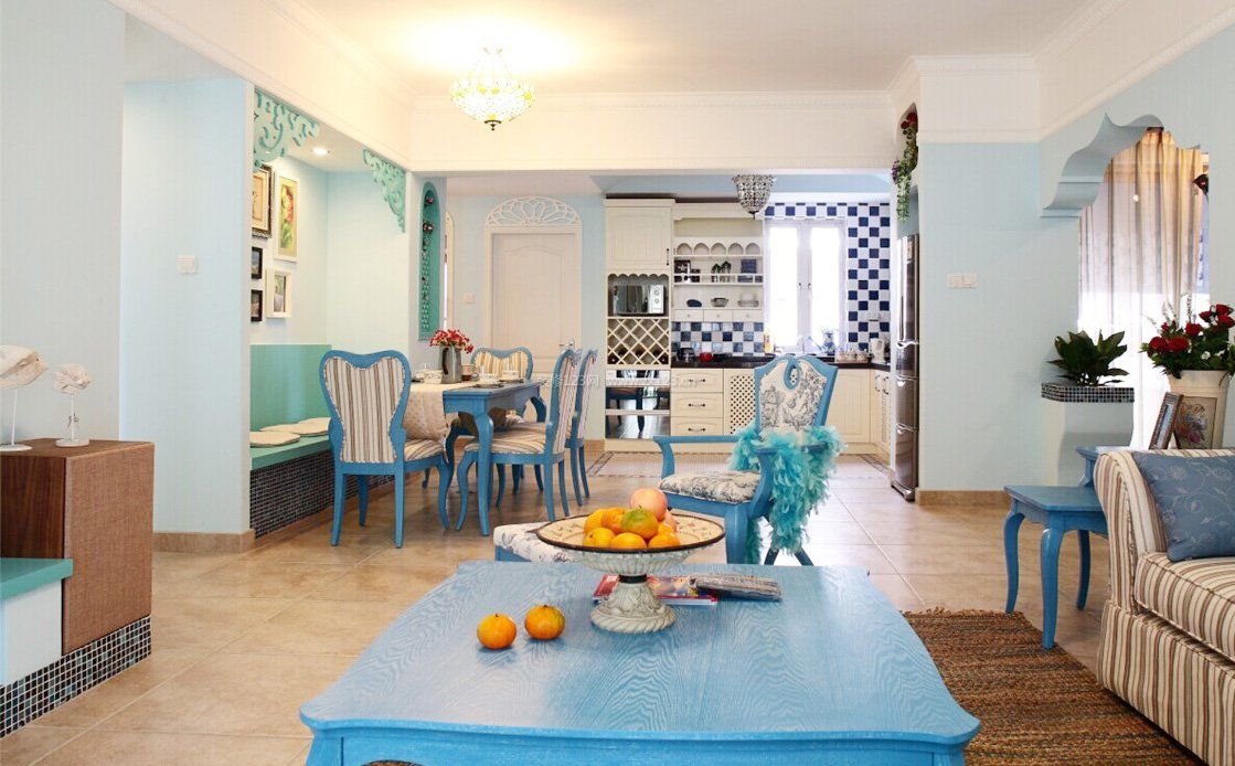 蓝白地中海房屋室内装修设计图片