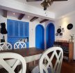 蓝白地中海餐厅吊扇灯设计图片