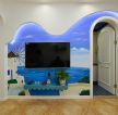 蓝白地中海客厅电视背景墙设计效果图
