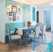 蓝白地中海餐厅餐桌椅子装修效果图片