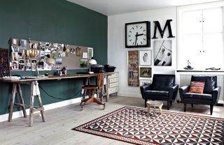 小户型客厅绿色墙面装修装饰设计效果图片