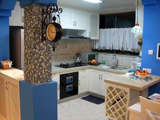 地中海家具风格半开放式小厨房装修效果图大全