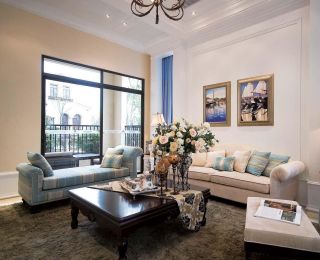 地中海家具风格客厅沙发摆放装修效果图片