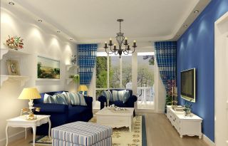 蓝白地中海家居客厅设计图片