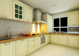 小型厨房餐厅白色橱柜设计装修效果图片