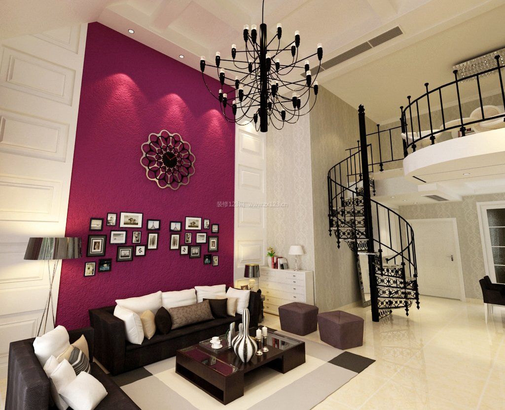 跃层客厅灯具室内装饰设计效果图