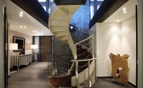 别墅楼梯设计 弧形梯装修效果图片