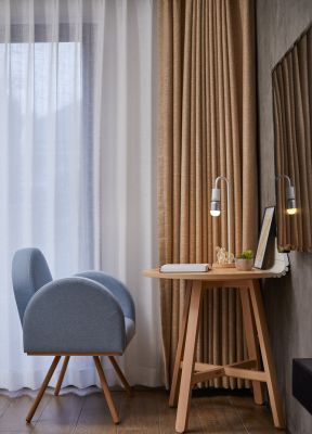 别墅现代家装室内纯色窗帘装修效果图片