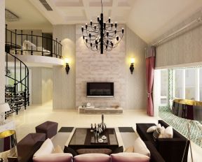 北欧风格装修设计跃层客厅灯具效果图