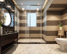 中式厕所大理石地砖装修效果图片