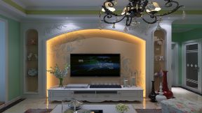 欧式田园客厅装修效果图 电视墙造型设计
