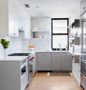 4米厨房 灰色橱柜装修效果图片