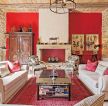 美式古典风格客厅壁炉设计装修效果图片2023