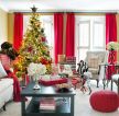 欧式温馨客厅红色窗帘装修效果图片