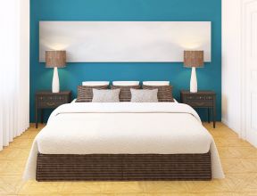 家居卧室设计图片大全 蓝色液体墙纸效果图