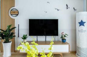 简约北欧风格装修效果图 小户型客厅电视墙效果图