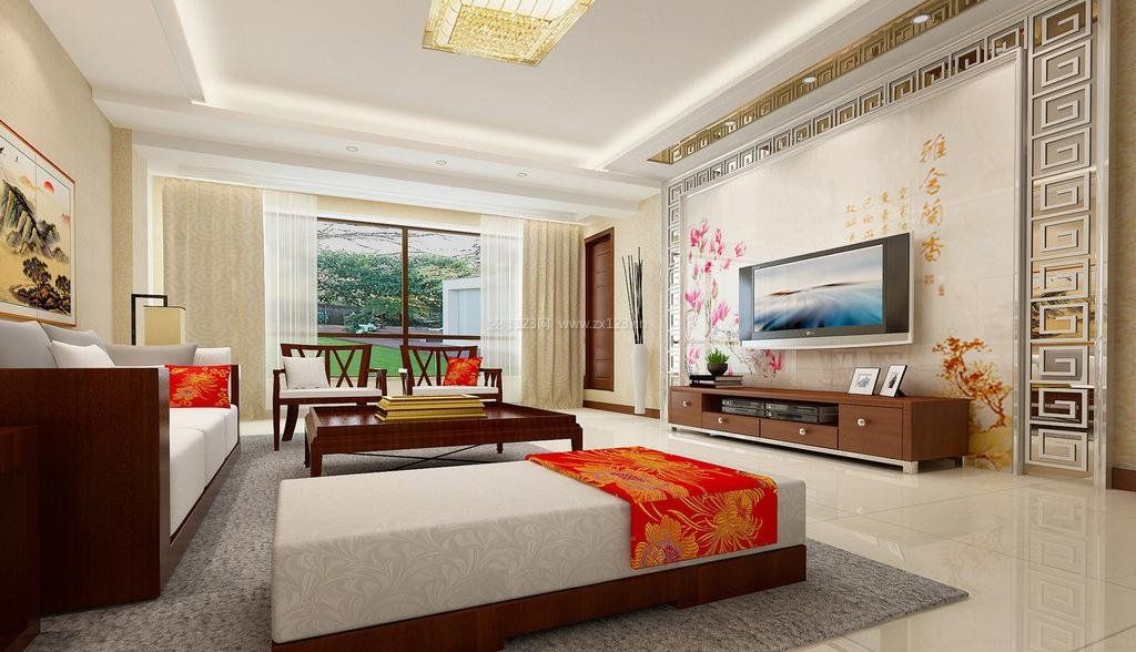 中式别墅客厅窗帘设计