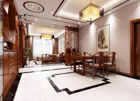 新中式设计元素 中式餐厅背景墙效果图