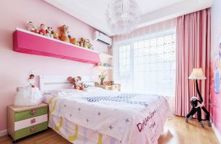 10平米儿童卧室粉色窗帘装修效果图片