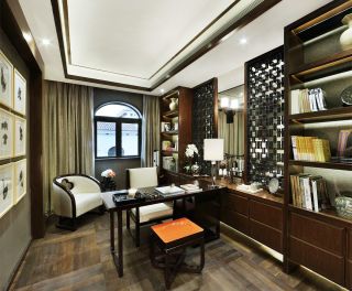 新中式元素家庭小书房设计